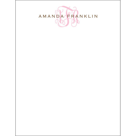 Clean and Simple Pink Monogram Flat Note Cards